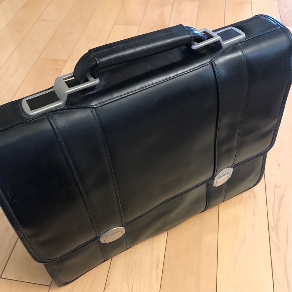 Black Leather Men's Briefcase McKlein USA
